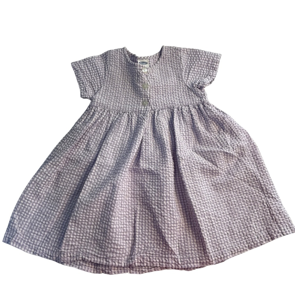 Vintage Y2K Old Navy Purple Gingham Button Seersucker Dress 24 m 2XL cottagecore